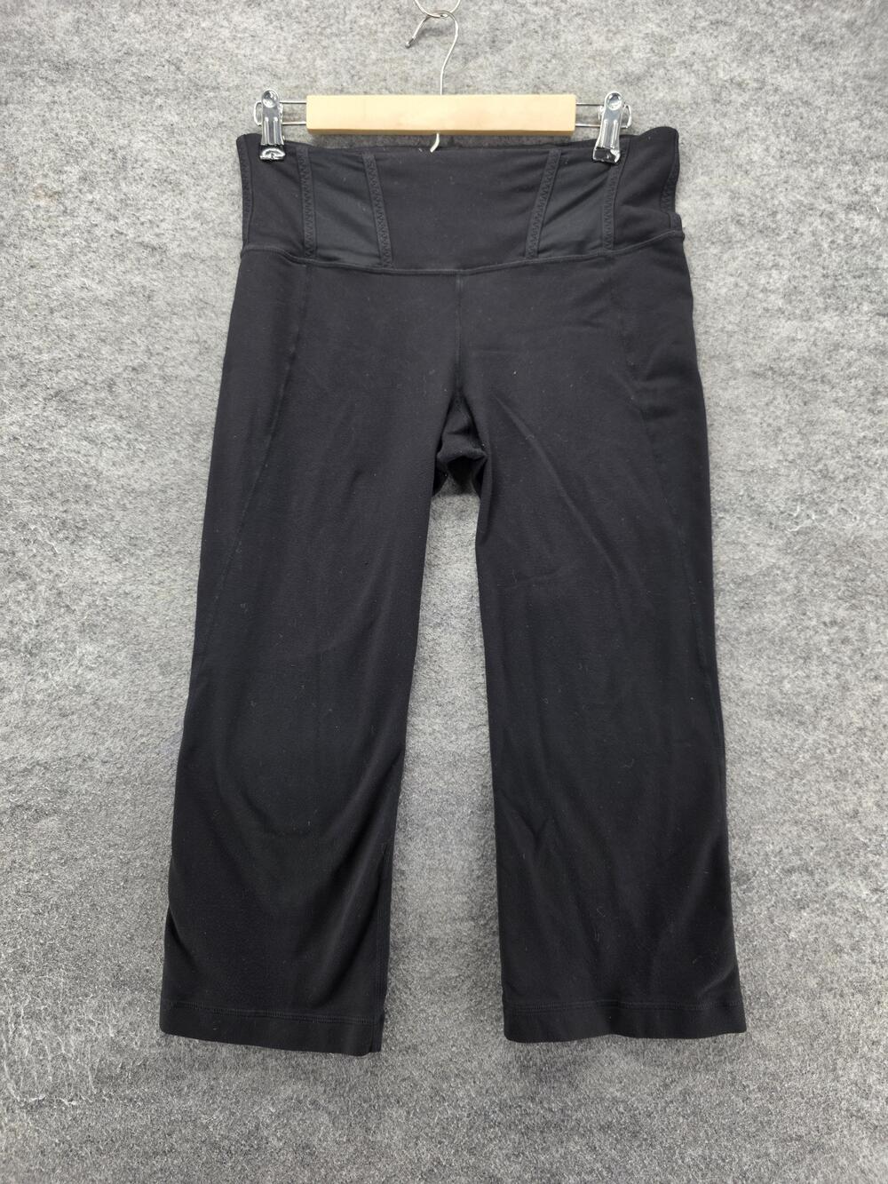 Lululemon Leggings Womens 8 Black Capri Yoga Fleece Elastic Waist 22 Inseam